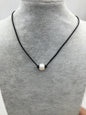 Pearl Choker Leather Necklace, bracelet,White Freshwater pearl, Black Leather Pearl necklace,LIGHT BROWN,Le3-036