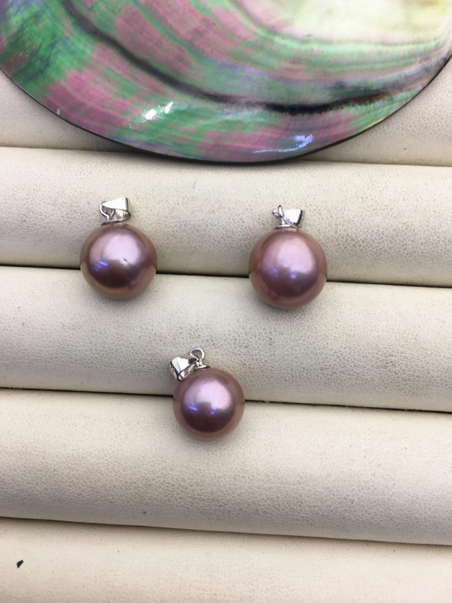 1pc AAA 11-12mm purple round freshwater pearl pendant,- NC1-044