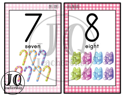 Candy Theme Number Posters, Classroom Decor (Printable)
