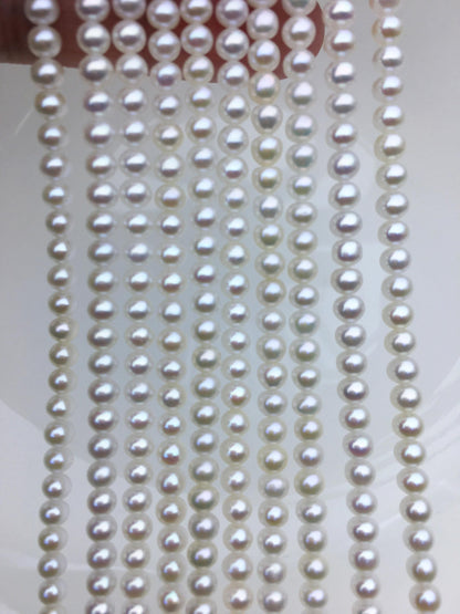 AAA 4-4.5mm white button near round freshwater pearls,4mm seed pearl,white round pearl,full strand,pearl wholesale,RP4-3AY-GJ-2