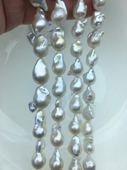 15.5'' AAA 11-13mm White flame ball pearl,FL15-3A-7-36