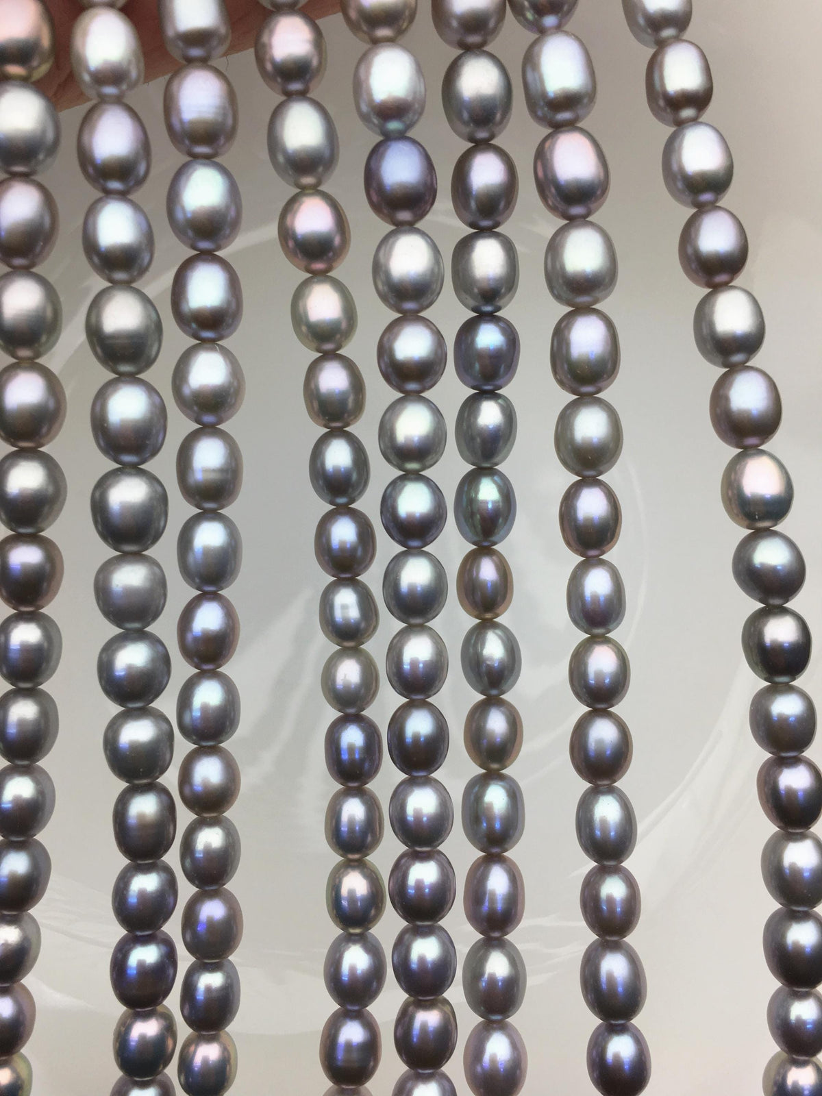 AAA+ 6.8-7.5mm*7.5-9mm gray oval freshwater pearls,Cultured white freshwater pearls beads,pearl necklace,pearl wholesale,LR7-T4