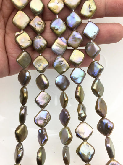 AA+ 10-14mm bronze square Shape Freshwater Pearl,ZS-113-3