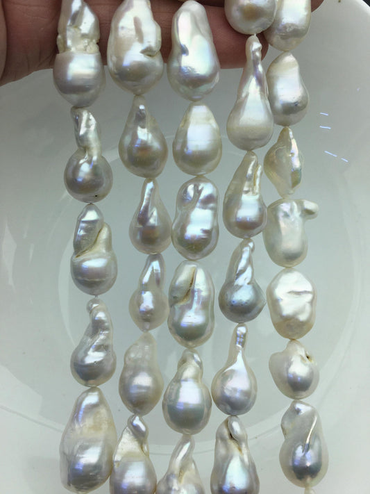 15.5'' A 13-15mm White flame ball pearl,FL15-2A-5-77