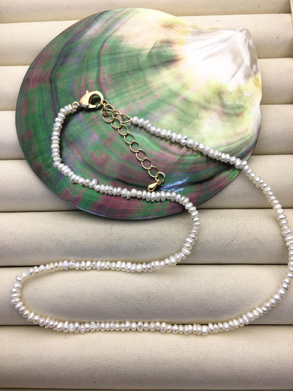 14.5+2'' AA+ 3-3.5mm white tiny potato freshwater Pearl necklace,high luster,NPN1-072