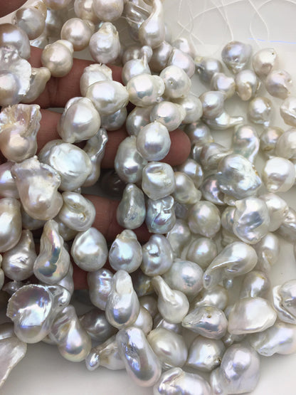 15.5'' A+ 12-14mm white flame ball pearl,FL15-2A-5-20