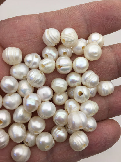 30pcs AA 9-10mm white potato freshwater pearls,2.2mm large hole,CR9-2A-9