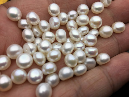 10pcs AAA 7.5-8mm high luster button round freshwater pearl,half drilled,BTN7-4A-1-4