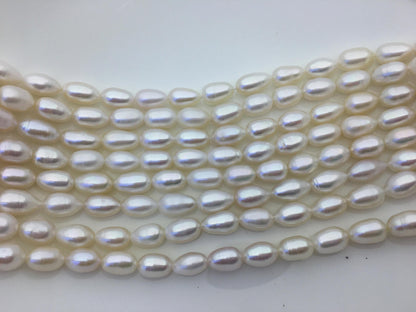 AAA- 7.3-8mm x 10-12mm Cultured White Freshwater Rice Pearls beads,drop pearl necklace,diy pearl beads,gift for her,LR8-2A-2