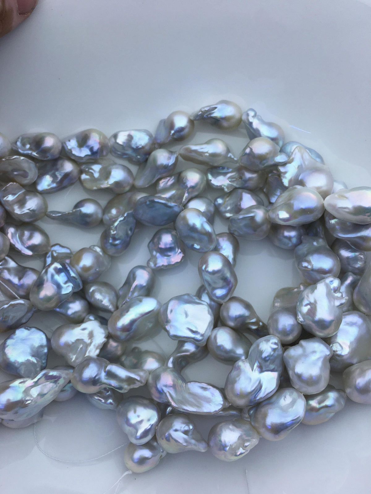 15.5'' AAA 13-17mm Natural Gray flame ball freshwater pearl,FL15-3A-7-41