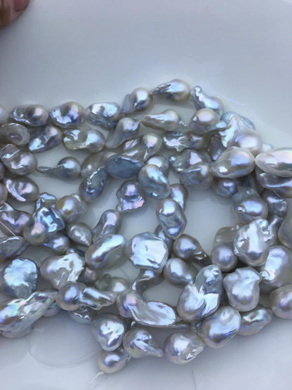 15.5'' AAA 13-17mm Natural Gray flame ball freshwater pearl,FL15-3A-7-41