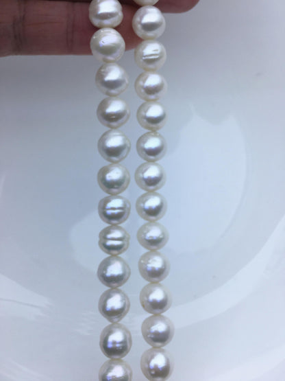 AA 9-11mm white button freshwater pearls,full strand,Rondelle pearl Beads,loose freshwater pearl,SM10-T2