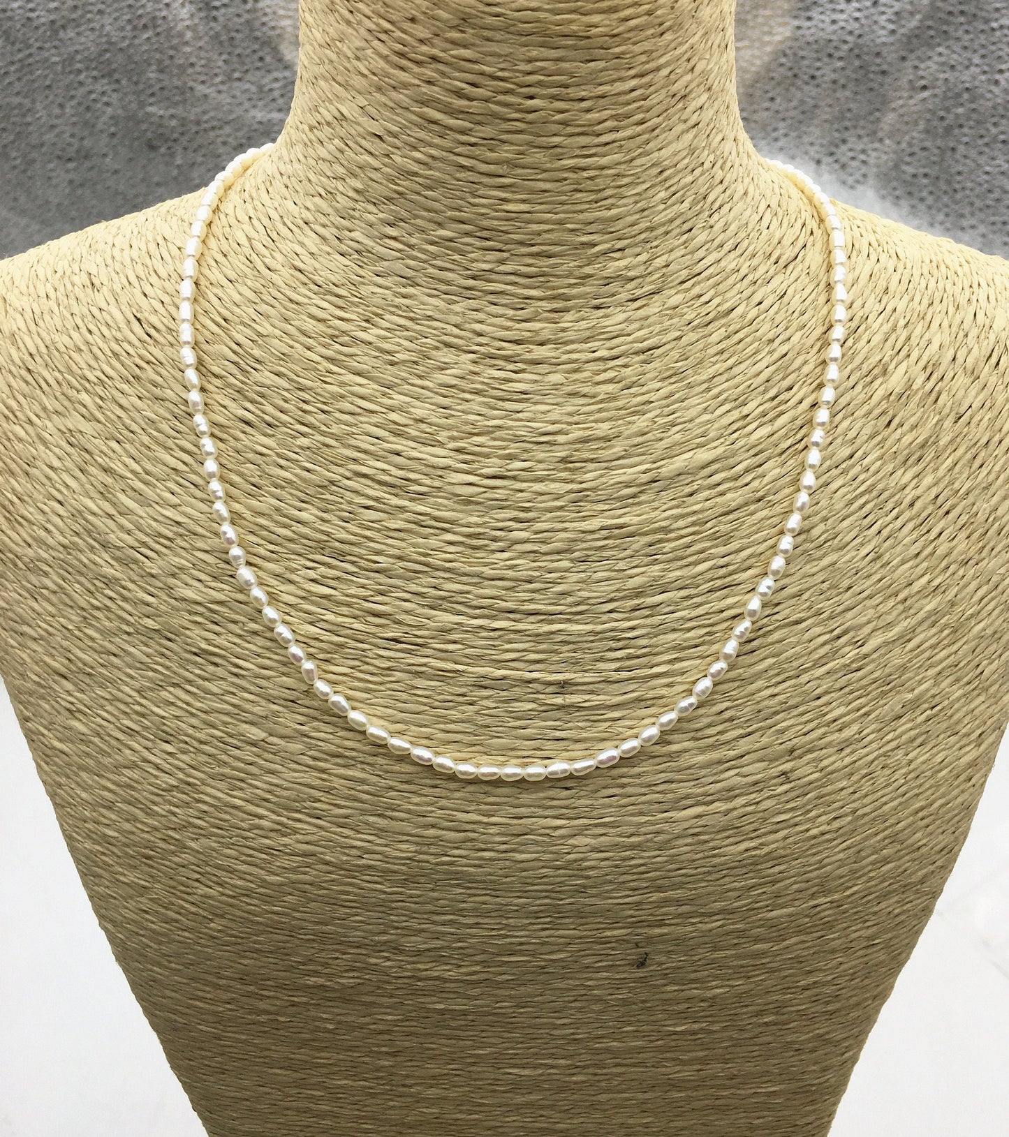 15.3+2'' AA+ 2.5-3mm tiny white rice freshwater Pearl necklace,genuine freshwater Pearl necklace,Natural Pearl Necklace,NPN1-136