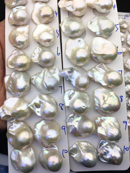 1 pair AAA 17-20x20-25mm White Flameball Pearl Pairs,no hole,Baroque Cultured Freshwater Pearl,flameball pearls,FL15-3A-8-59