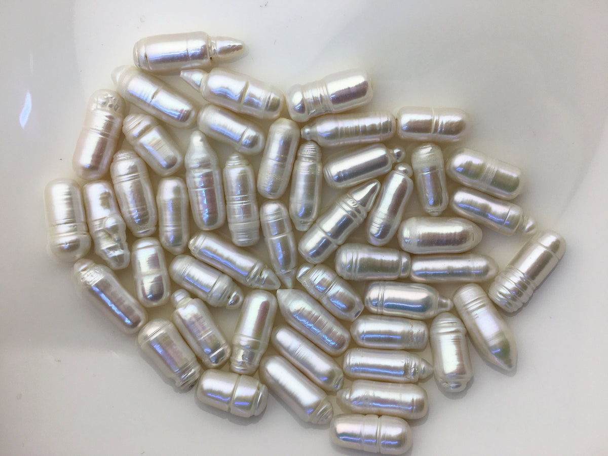 10pcs AA+ 6-8.5mm White Cylinder Shape Freshwater Pearl,0.6mm through hole,ZS-103-18-1