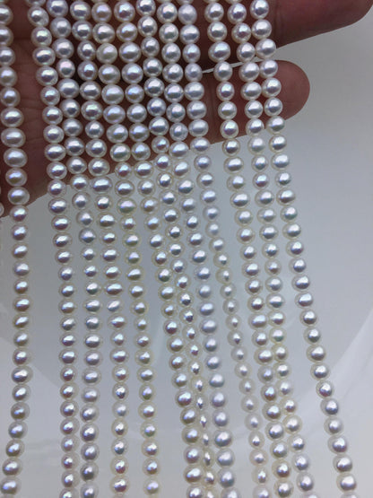 AAA 4-4.5mm white potato pearls,4mm tiny pearl,for pearl necklace,for pearl earrings,Wedding Bride,CR4-3A-3