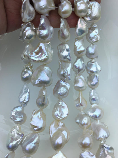 15.5'' AAA 13-17mm white flame ball pearl,FL15-3A-7-43
