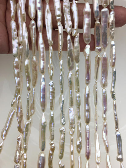 15.5'' AA+ 4-7mm White Toothpick pearls,ZS-80-7