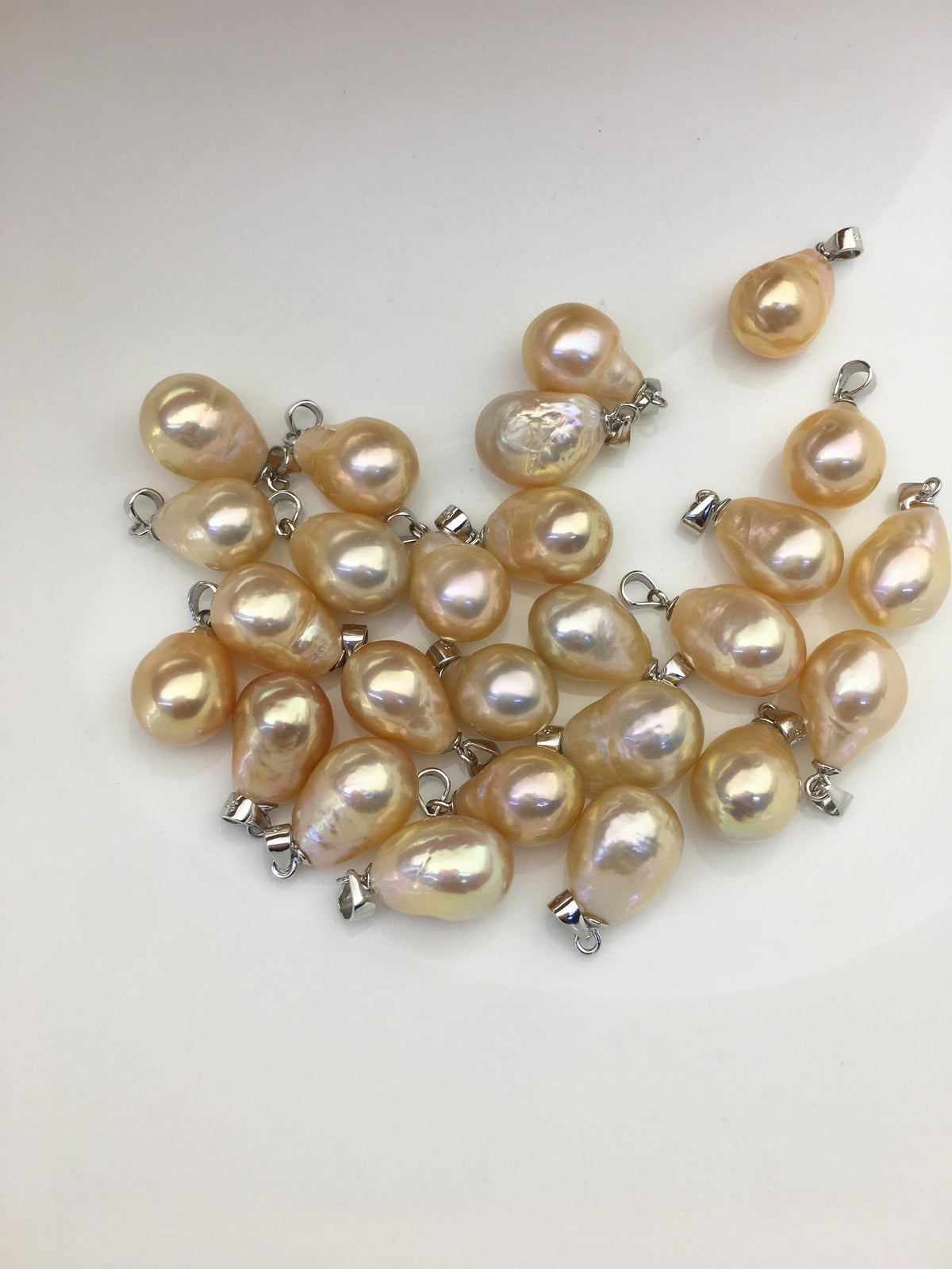 3pcs AAA 10-11mm orange peach pink rainbow drop rice edison freshwater Pearl pendant,NC1-033-3