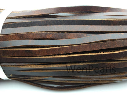 6mmx2mm Flat crazy-horse Oil Leather Cord,Soft Leather,Select Length,pull-up leather,soft leather,Wholesale,Distressed Matte Finish,LC6-300