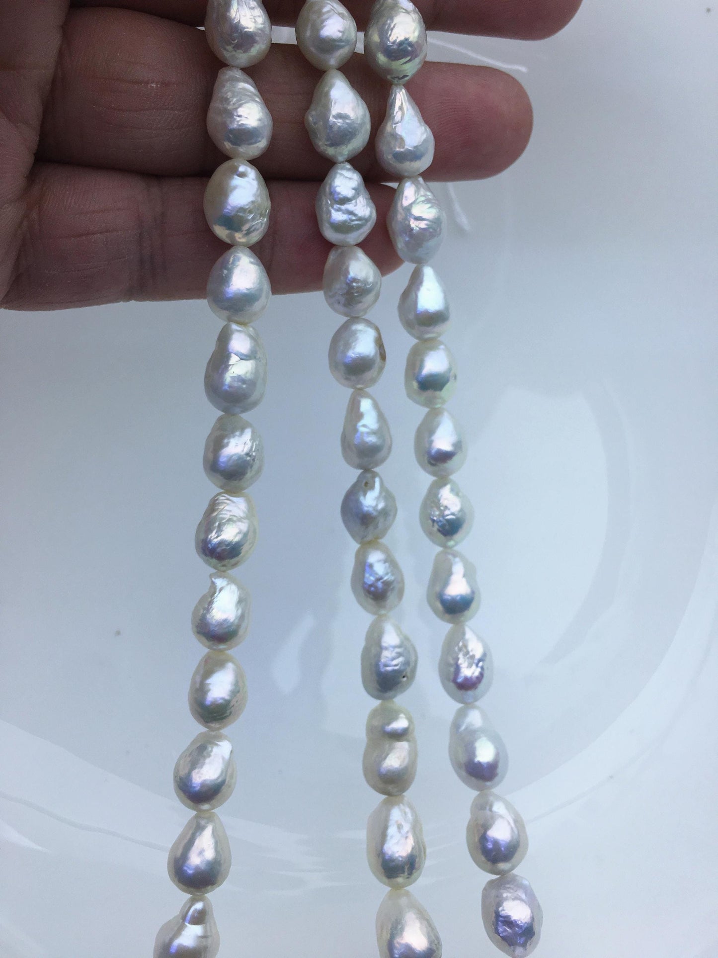 AA+ 7-9mm white baroque drop Edison Freshwater Pearl,ED12-2A-5-36
