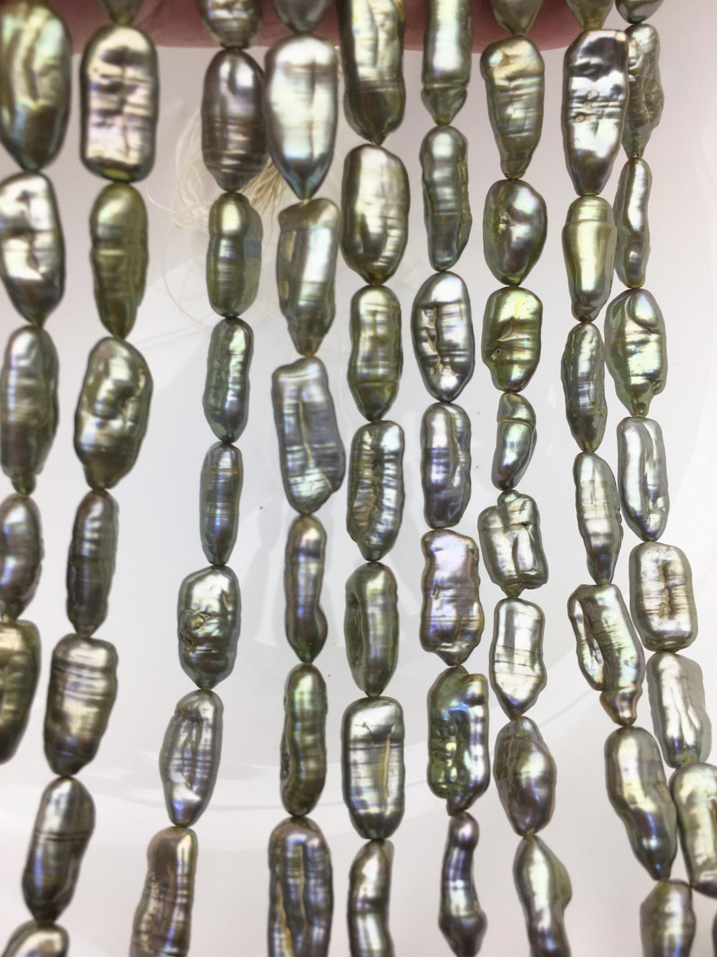 AA+ 8-9mm green thick biwa Pearl Necklace,Genuine Fresh Water Pearl,Wedding Necklace,Mothers Day,ZS-80-10-62
