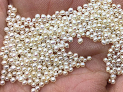 10pcs AAA 1.5-1.8mm white near round freshwater seed pearls,no hole,Cultured pearl,diy pearl beads,Happiness,birthday,RP1-3A-8