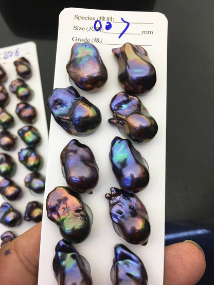 10pairs AAA/AA+ 12-16mm Black Rainbow Flame ball Pearl Pairs,0.9mm top half hole,FL15-3A-8-2