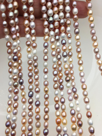 AAA 5-5.5mm misc color white pink purple oval pearl beads,high luster freshwater pearls,loose freshwater pearl,LR5-3A-56