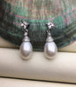 AAA 9mm White rice pearl cz stud earrings,zircon S925 Sterling Sliver pearl earrings,pearl for women for girl,SE3-046
