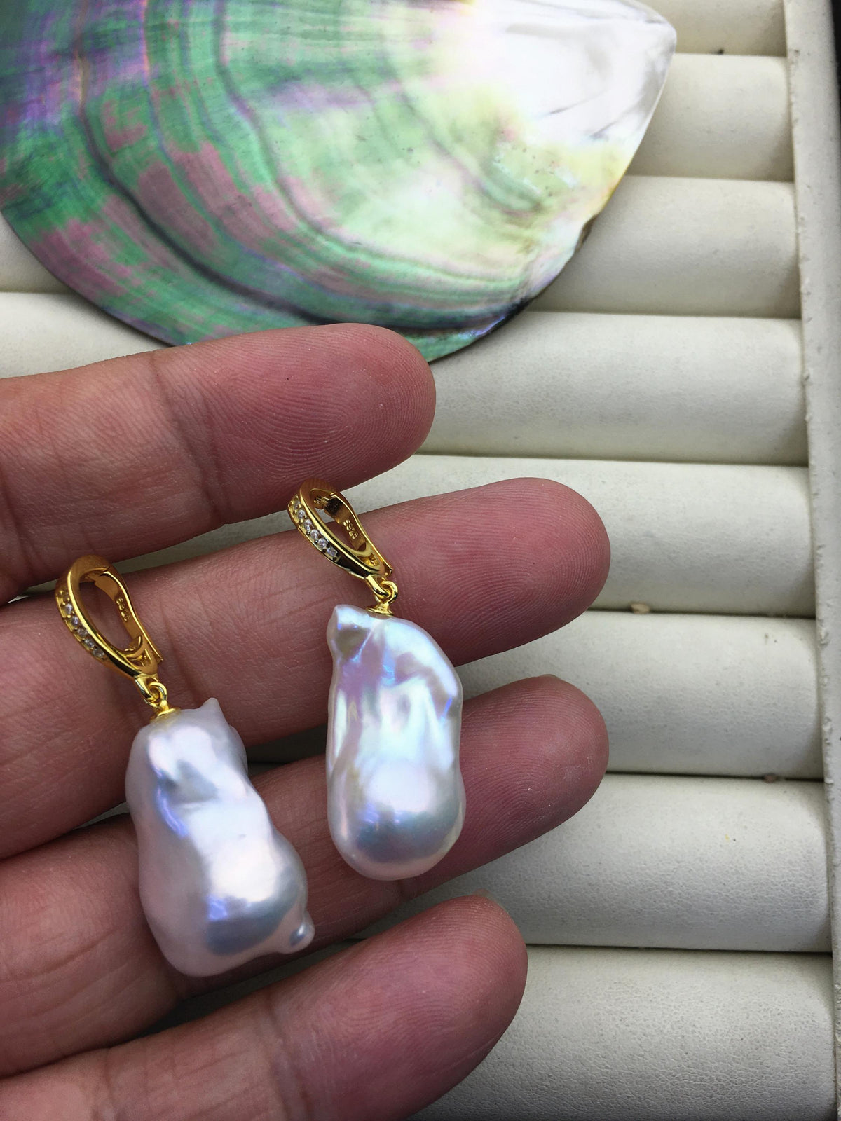 1pc AAA 13-18mm white baroque pearl Gold Feather pendant necklace,S925 Sterling silver pendant,NC1-041-7