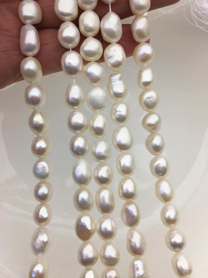 AAA 9.4-10.4x10-13mm white nugget freshwater pearls,cultured freshwater baroque pearl bead string,LM10-3A-3