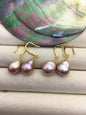 AAA 10-11mm natural rianbow drop edison pearl dangle earrings,yellow gold S925 Sterling Sliver earrings,wedding pearl earrings,SE3-T9-71