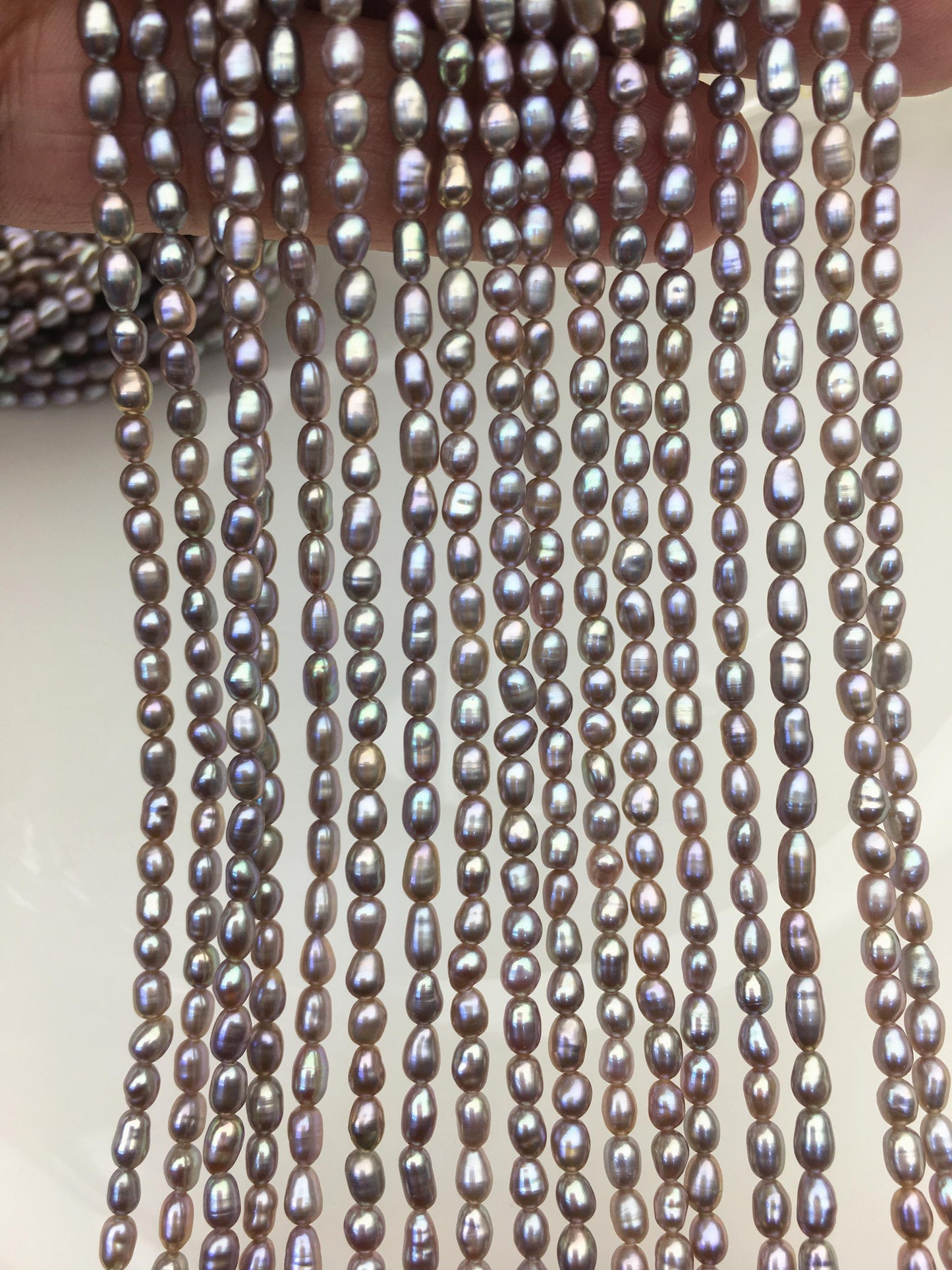 AAA 2.8-3x4-5mm gray purple rice pearls,oval loose pearl beads,diy pearl,genuine pearl,Cultured pearl,diy pearl beads,LR2-3A-20