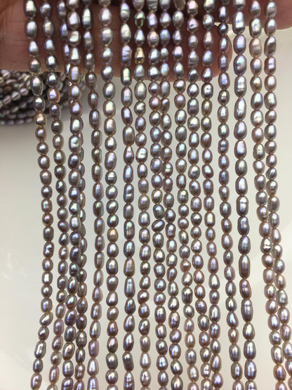 AAA 2.8-3x4-5mm gray purple rice pearls,oval loose pearl beads,diy pearl,genuine pearl,Cultured pearl,diy pearl beads,LR2-3A-20
