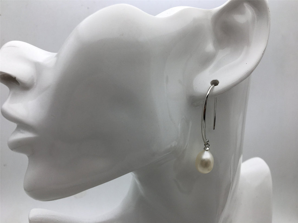 AAA big White rice pearl Big dangle earrings,S925 Sterling Sliver pearl earrings,pearl for women,SE3-101