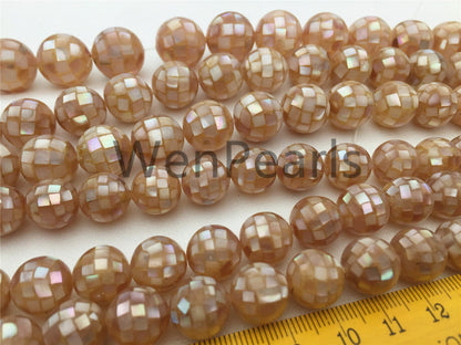 4pcs 10/12/14/16mm Pink Mosaic Shell Beads,GSHE-001-8