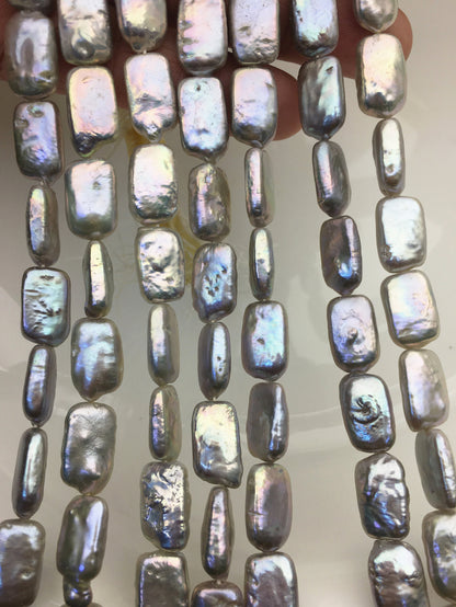 AA+ 9-11mm Gray Thick Rectangle Shape Freshwater Pearl,one full strand,wholesale Full Strand,ZS-103-17