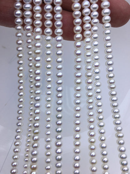 AAA 4-4.5mm tiny White button round freshwater pearls,Rondelle pearl Beads,white freshwater pearl,loose strands,SM4-3A-43