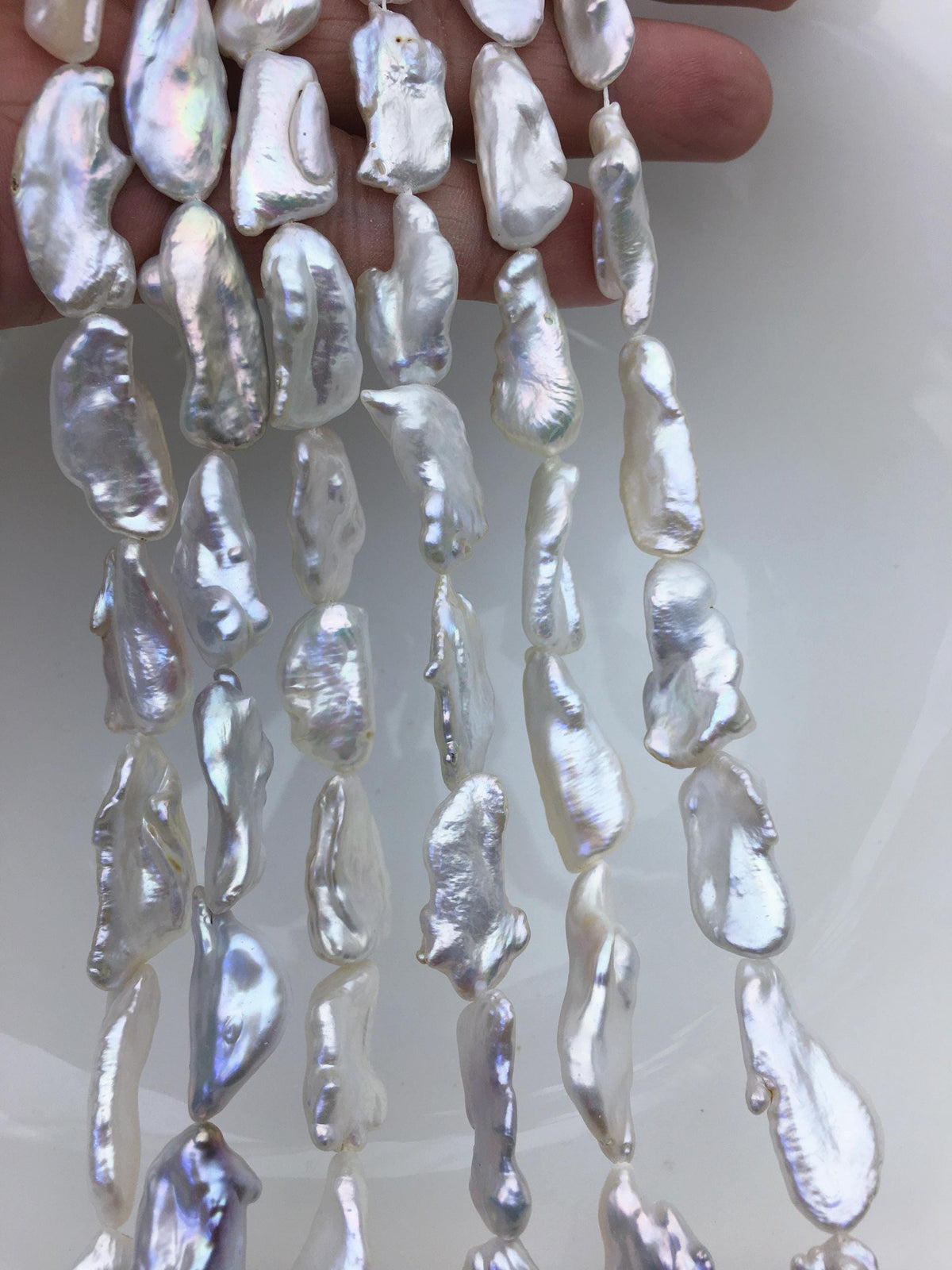 AAA 10-12mm white Thick Keshi Biwa Pearl Necklace,ZS-200-120-17