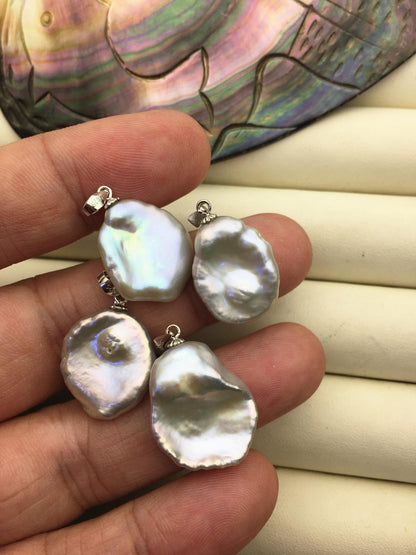 AAA 16-18mm Gray big keshi pearl pendant necklace,S925 Sterling silver pendant,NC1-069