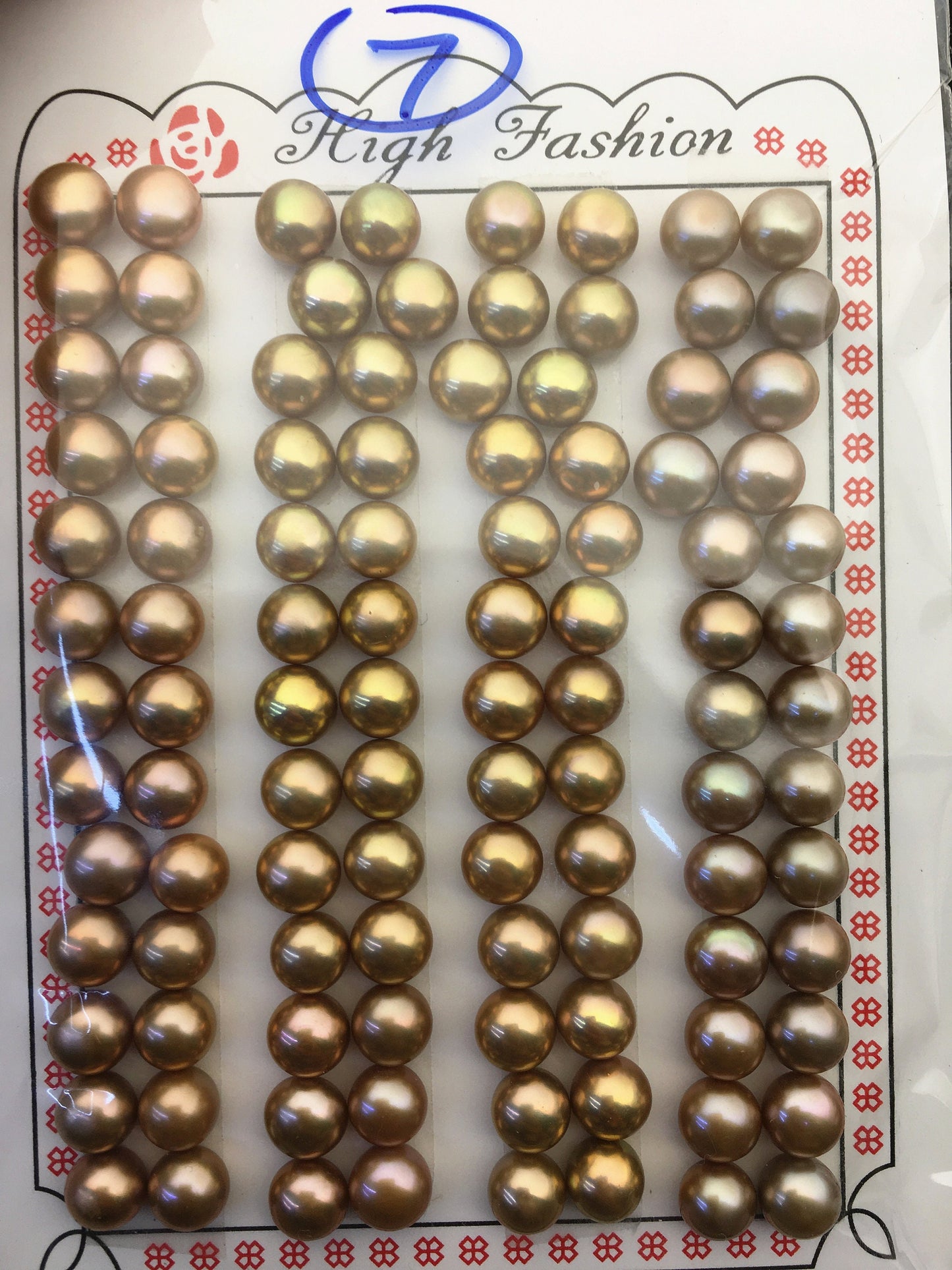 52pairs AAA 6.5-7mm Brown Button Round pearls pairs,for design for stud earrings,BTN6-T1