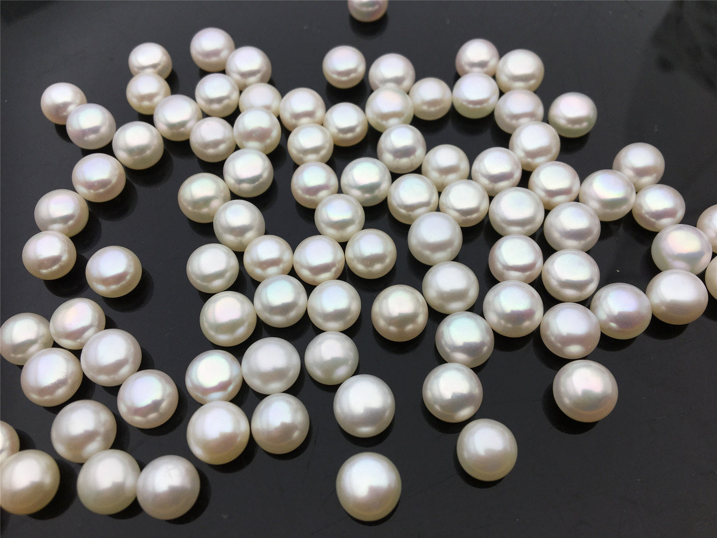 10pcs AAA 7.5-8mm high luster button round freshwater pearl,half drilled,BTN7-4A-1-4