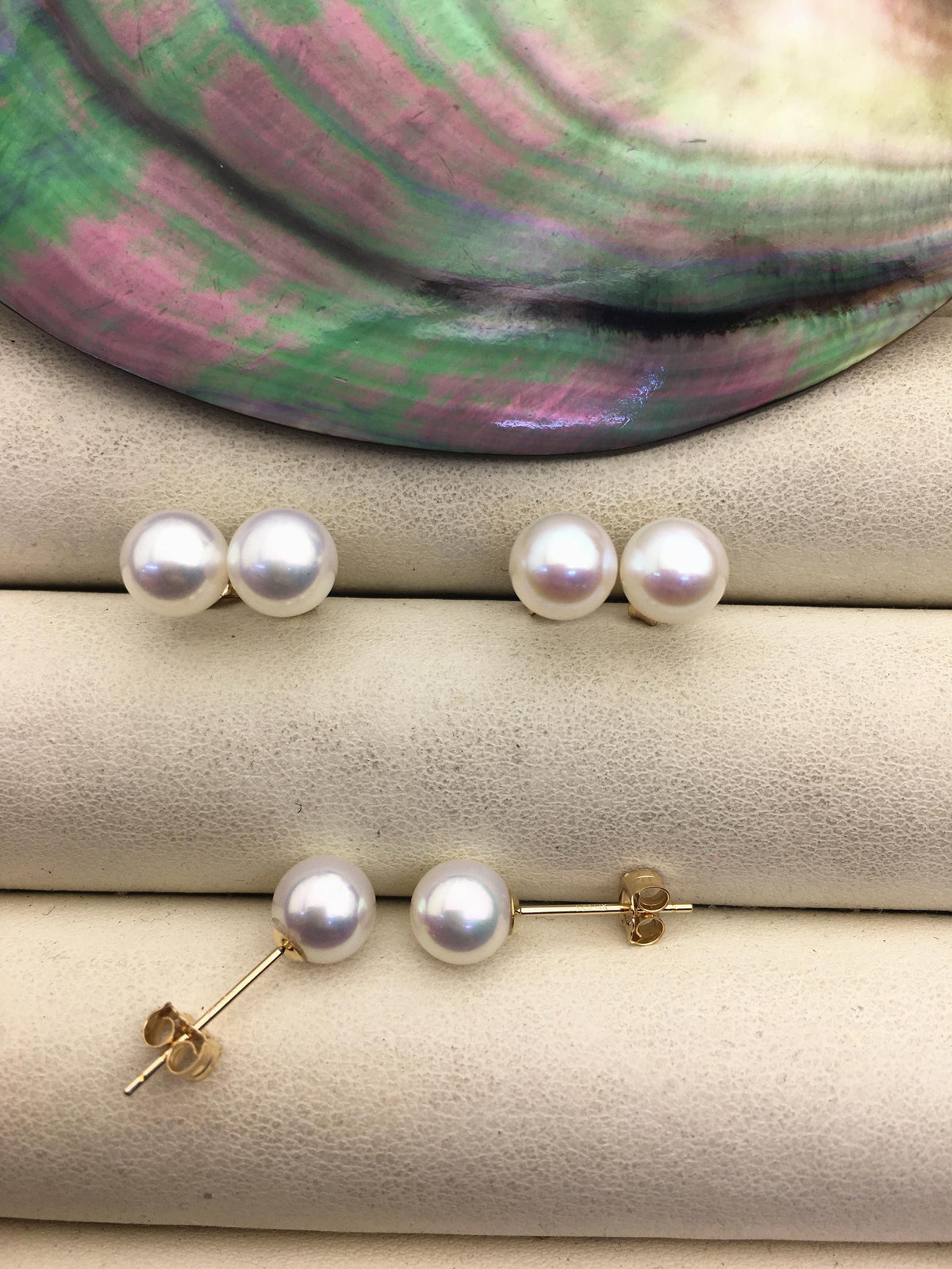 AAA+ 14k goldfilled 6.5-7mm White Round pearl stud earrings,18k Gold-Bridal Earrings-Wedding Jewelry-Birthday gift,SE3-147