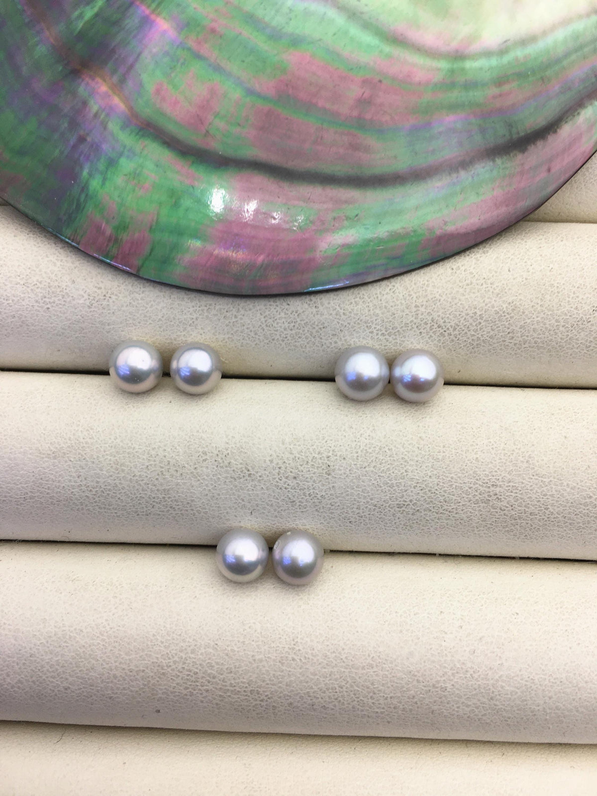 2 pairs AAA 6-6.5mm gray round freshwater pearl pair,round loose pearl wholesale,for pearl earrings,for pearl ring,RP6-3A-8