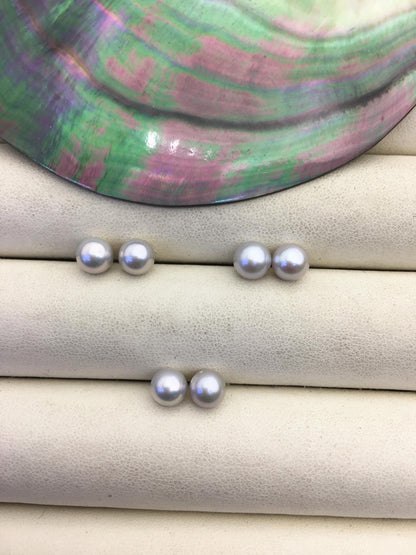 2 pairs AAA 6-6.5mm gray round freshwater pearl pair,round loose pearl wholesale,for pearl earrings,for pearl ring,RP6-3A-8