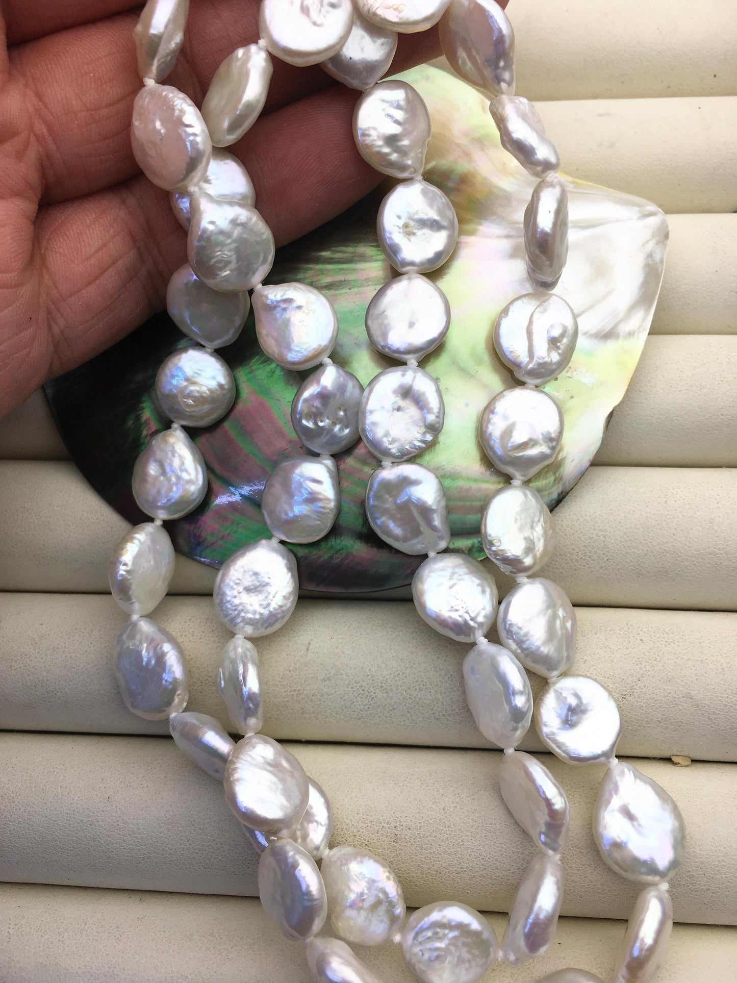 25'' AA+ 11-12mm White Coin Pearl Necklace - petite Pearl Necklace - Pearl Jewelry,NPN1-050