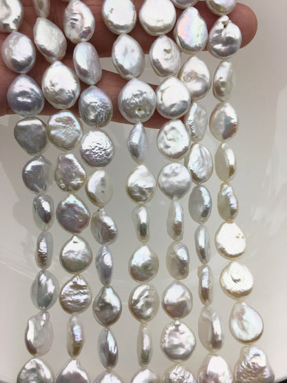 AA+ 11-13mm White Tail Coin freshwater pearls,diy bead,flat round pearl bead,COIN12-2A-2-14