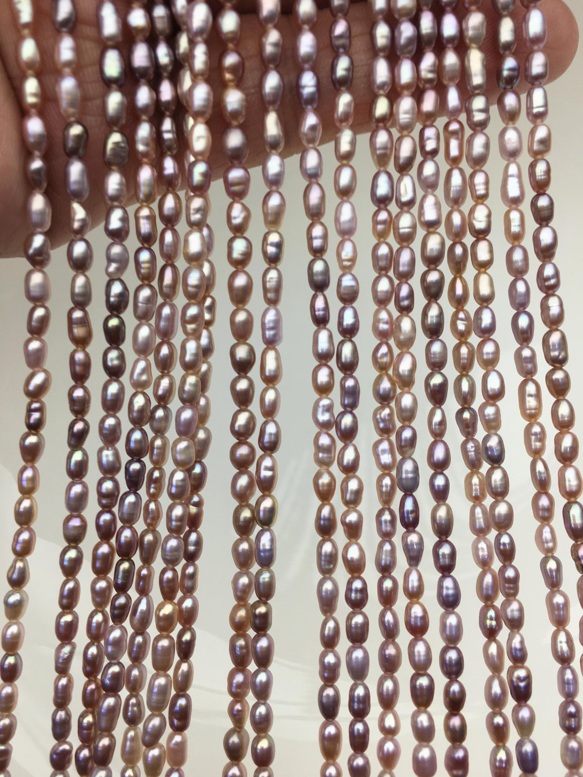 AAA 3-3.5x3.5-6mm purple rainbow long rice pearls,full strand,oval loose pearl beads,diy pearl,ultured pearl,diy pearl beads,LR3-3A-36