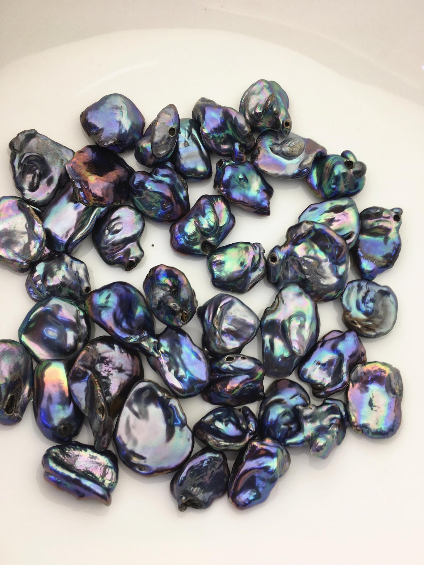 40pcs A 12-20mm black blue green keshi freshwater pearls, no hole,ZS-T32